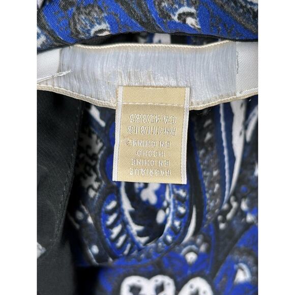 Michael Kors Blouse Paisley Kaftan Floaty Womens Size S/M Blue & White Top - Picture 4 of 9